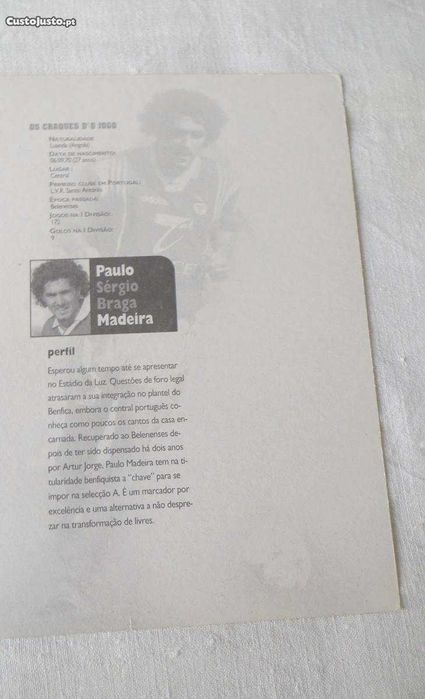 Coleção Plantel Benfica 1997/1998, autografada c/ poster e todos dados