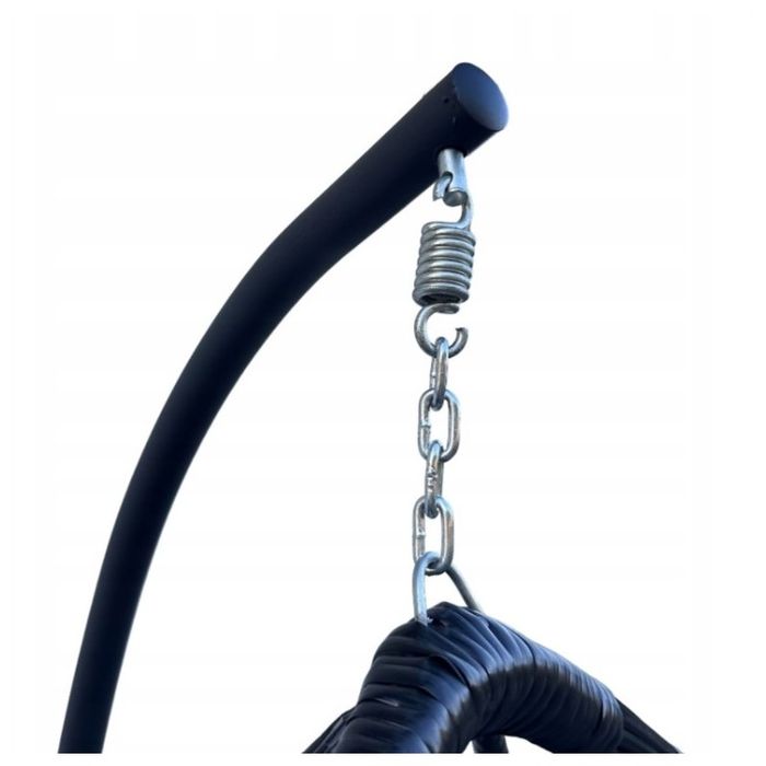 fotel wiszący, huśtawka kokon czarny z grafitowymi poduszkami kr23