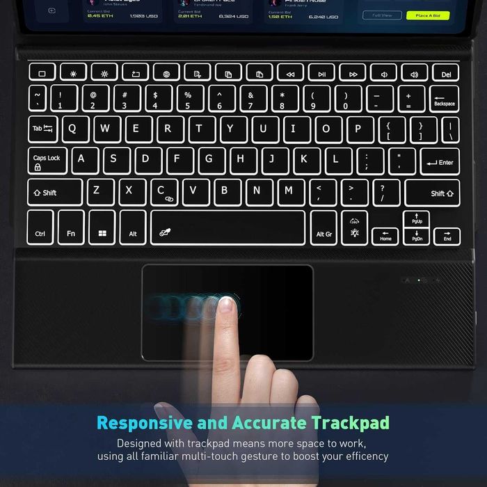 DoohowCase etui klawiatura LED RGB touchpad do Google Pixel 11" 2023