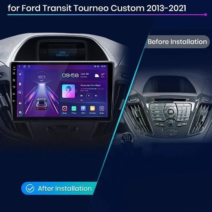 Ford Transit Custom / Tourneo 2013-2021 – Radio Android 15 9" CarPlay Android Auto 2GB/32GB GPS Nawigacja Stacja Multimedialna WiFi Bluetooth PL