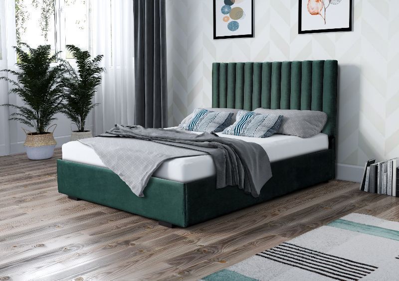 Łóżko tapicerowane glamour VENUS 160 /200 w butelkowym odcieniu