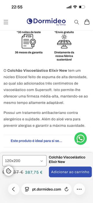 Colchão com menos de 3 anos