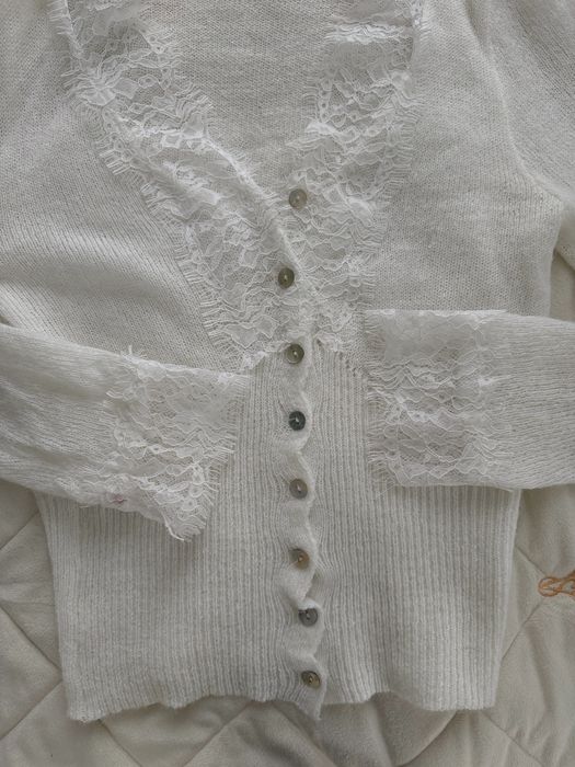 Мериносова кофта з мереживом в стилі twnspan/gepur з додатком кашеміру