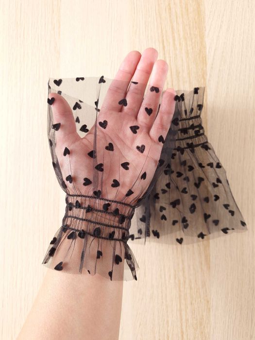 Doczepiane Fałszywe Mankiety Na Gumie Czarne W Serca