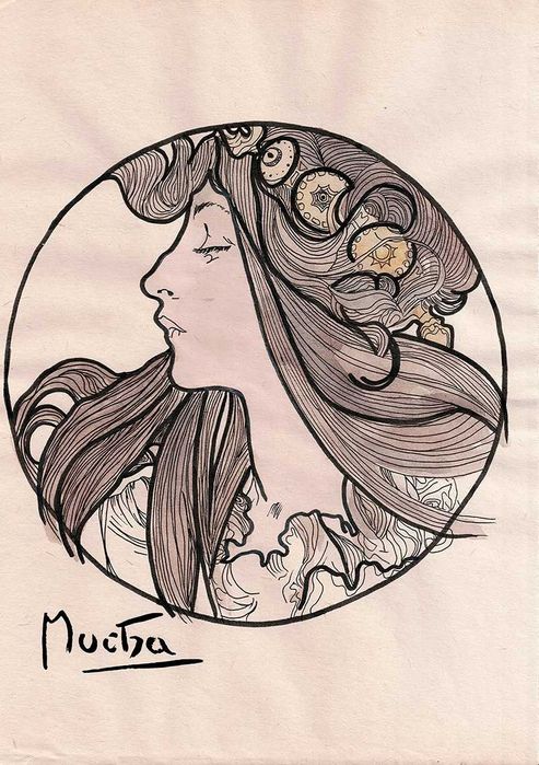 Alfons Mucha- stary szkic - POLECAM !!!
