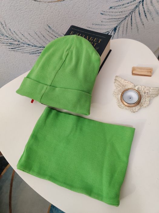 Шапка і баф, демісезон, чоловічий зелений