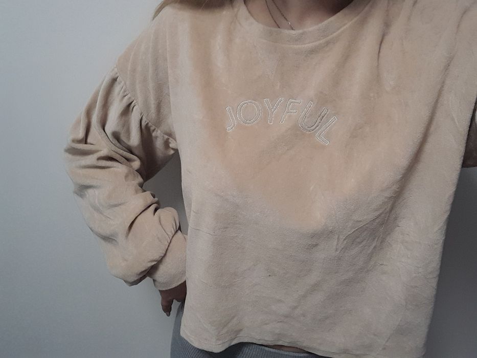 Bluza ala welurowa ciepła pluszowa xs s crop top