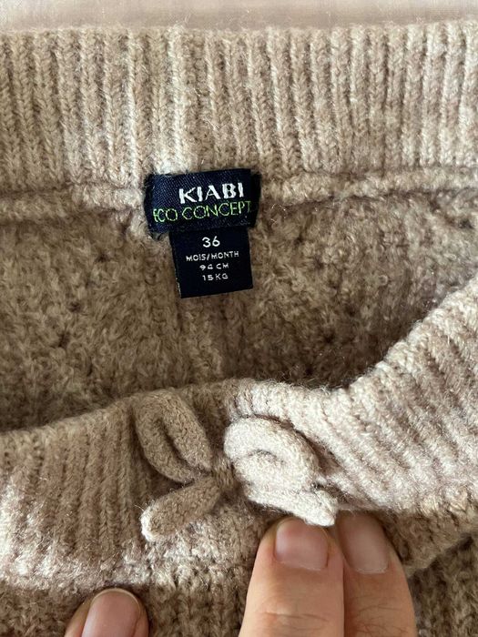 Leggings de malha rendada Kiabi bege com laço, 36 meses
