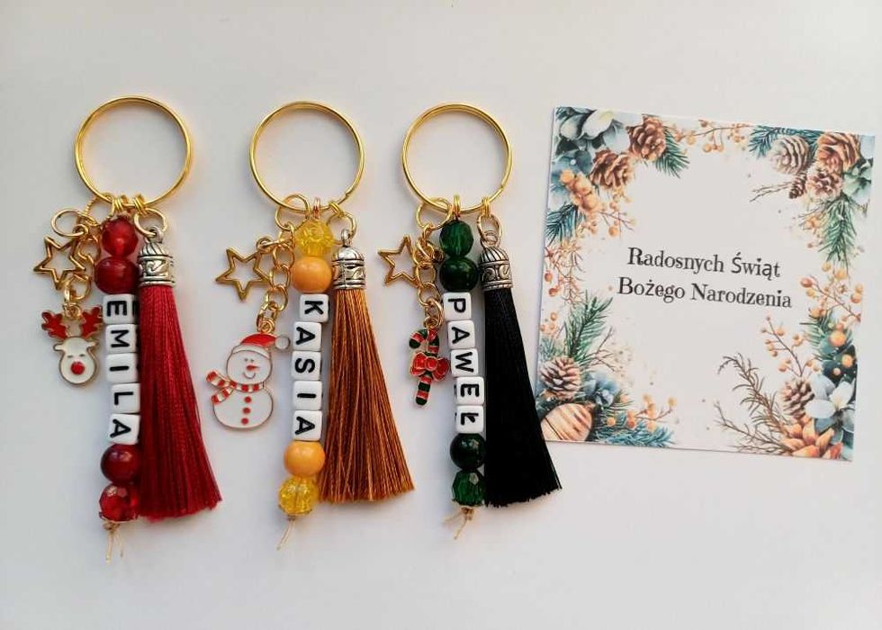 Breloczek świąteczny na prezent dla niej jego Brelok imienny Upominek