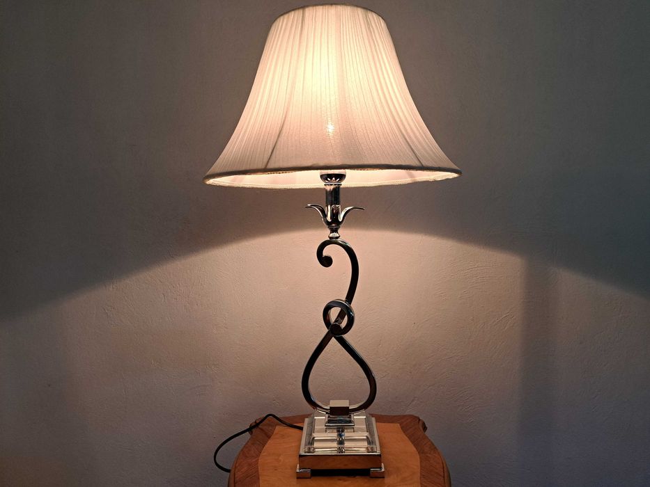 Lampa stołowa włoska chromowana srebrna glamour