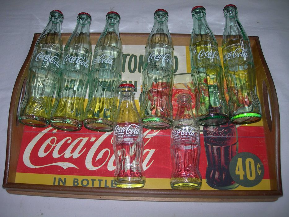 Glass Coca-Cola bottles.