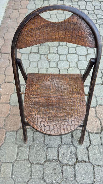 Krzesło składane vintage wzór krokodyla skóra