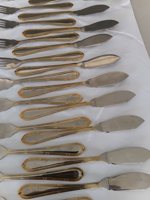 Conjunto de 24 talheres vintage solinger (banho de ouro)