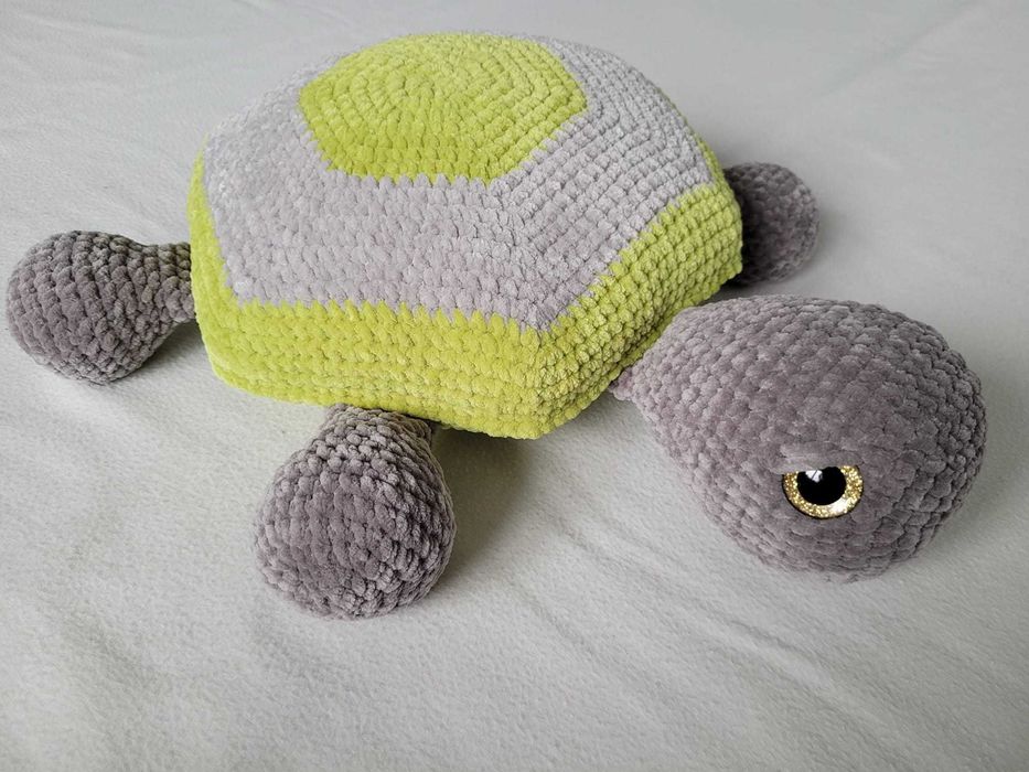 Duża poduszka przytulanka żółw, maskotka amigurumi, na prezent