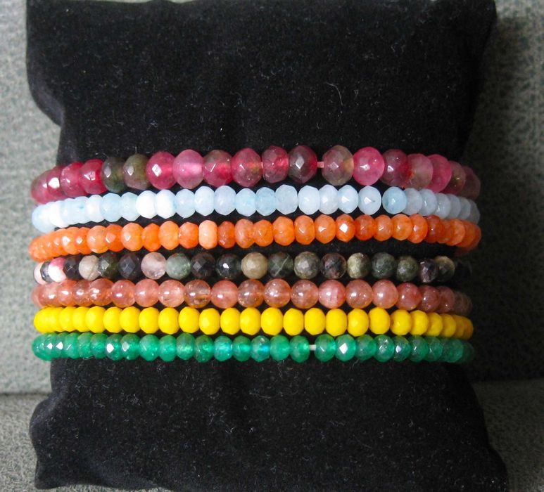 Pulseiras de Contas de Vidro Facetadas NOVAS - cores diversas