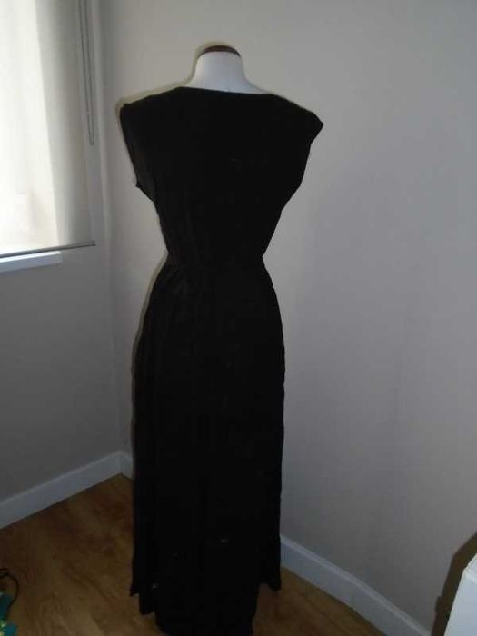 Vestido comprido tecido enrugado