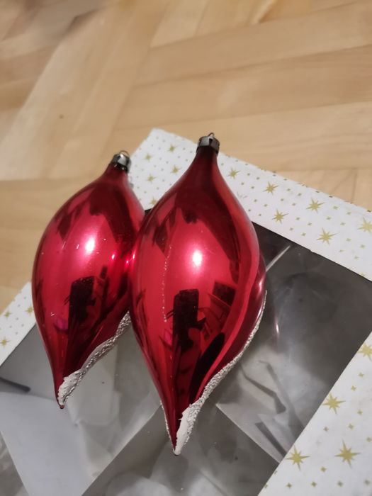 Dwie bombki Prl Sople w kształcie Mikołaja