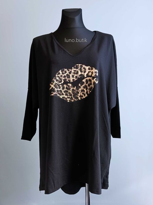 Tunika plus size rozmiar 56/58 USTA kolor CZARNY