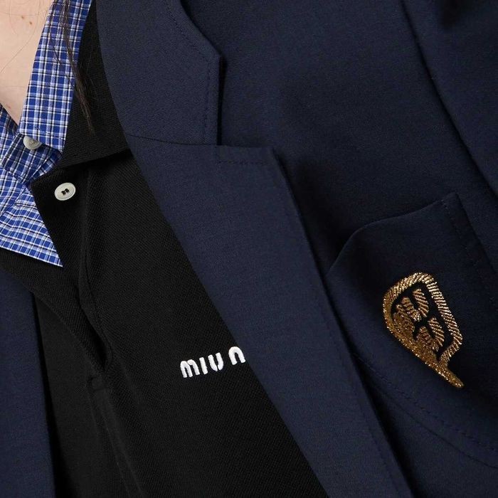 Поло Miu Miu Cotton Pique Polo Shirt Black