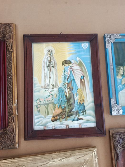 Lote de 7 quadros Religiosos antigos vintage - última ceia, Anjo da Guarda ,Fátima