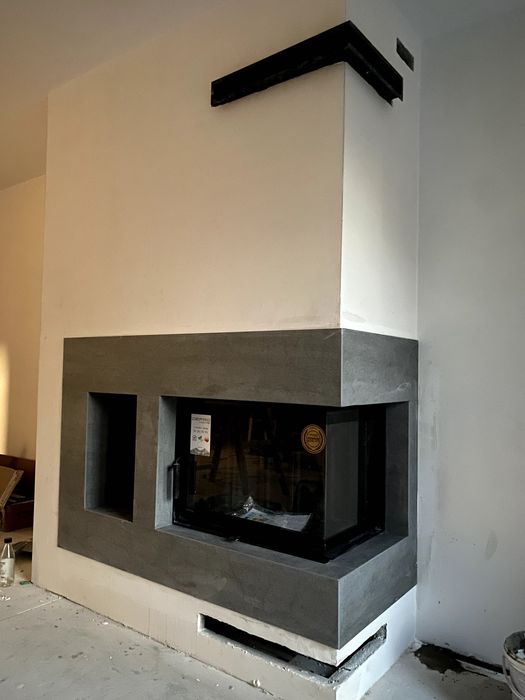 kominek + spieki kwarcowe/ Laminam