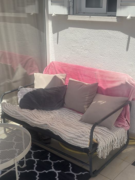 Sofa exterior convertivel em espreguiçadeira dupla