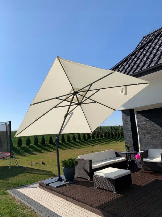 Parasol ogrodowy Roma beżowy 300x300 cm + pokrowiec