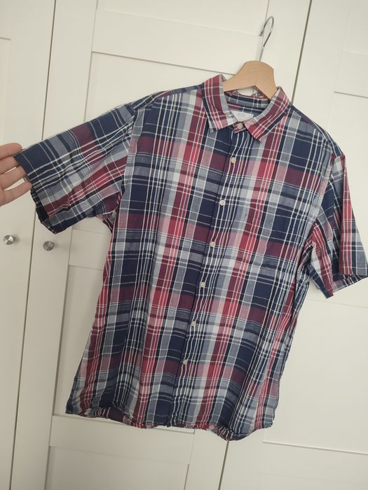 L Uniqlo koszula męska w kratkę, 53% len