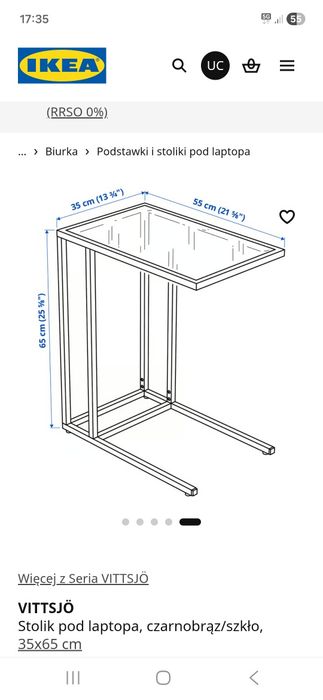 Stolik pod laptopa IKEA Vittsjo biały