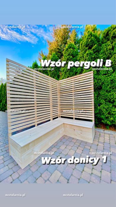 Donica z pergolą pod wymiar płot lamelowy pergola donice