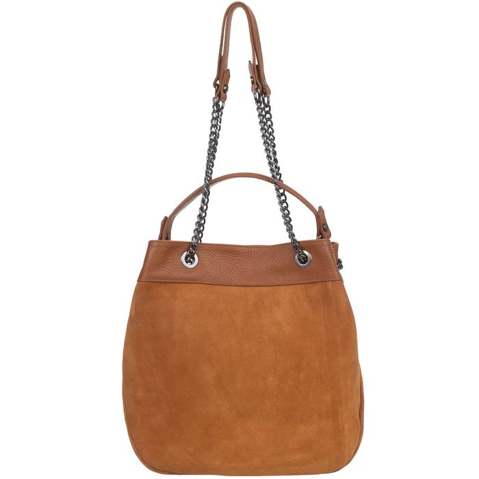 VEZZE torebka zamszowa damska worek z łańcuszkiem V500 taupe