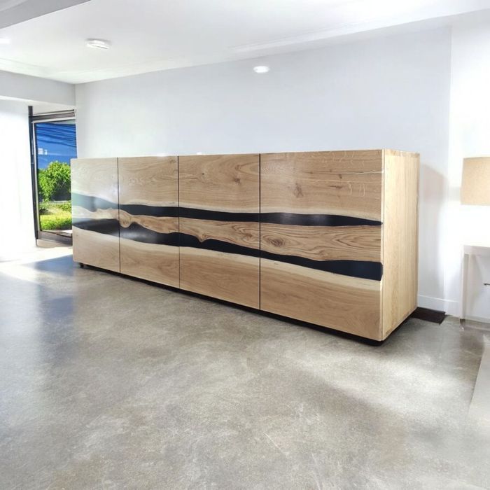 Komoda dębowa 200x45x80, żywica epoksydowa