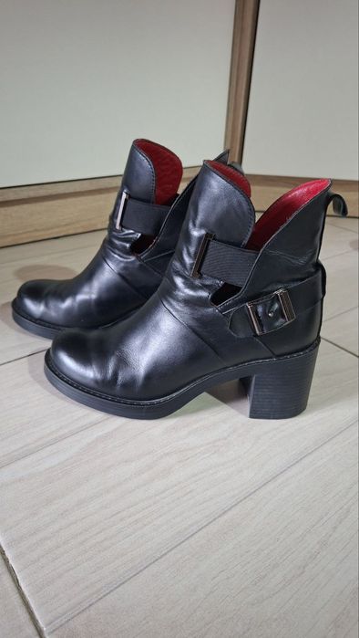 Жіночі черевики, Натуральна шкіра, чорні, 39, весна осінь