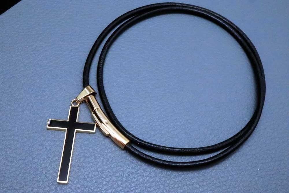 Gruby Rzemień Rzemyk na Szyję + Krzyżyk Skóra Naturalna PREMIUM