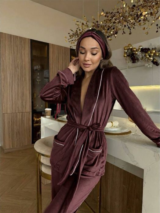 Піжама двійка жіноча. Велюрова піжама на подарунок. Домашній костюм