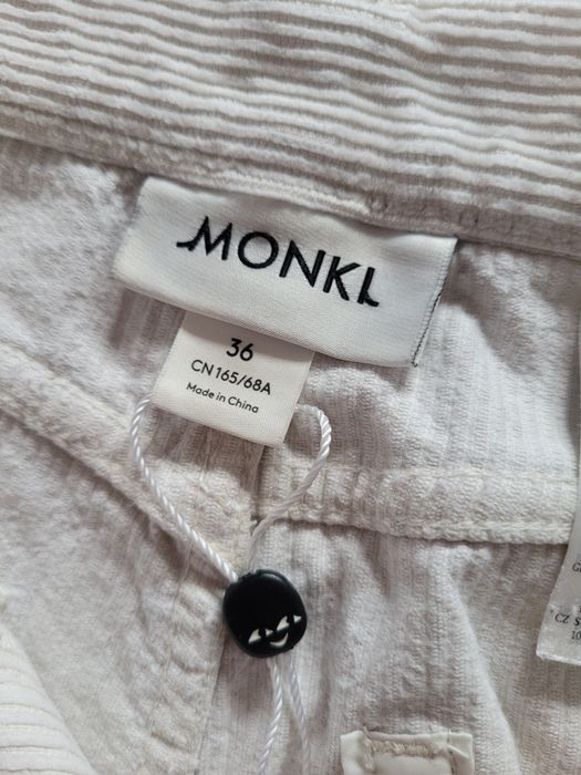Biale sztruksowe szerokie spodnie wide leg wysoki stan S 36