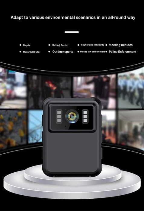 Боді камера 2-дюймовий сенсорний екран Нагрудна камера, велосипед