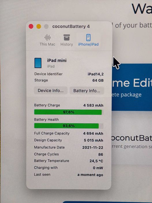 iPAD MINI 6 5G 64GB Cellular + WiFi STAN IDEALNY bateria 93% komplet