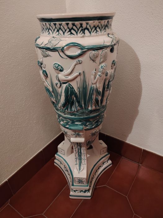 Jarrão em Porcelana Branco e Verde