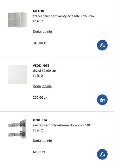 Ikea Metod veddinge białe szafki jak nowe 2 sztuki 60x60x60
