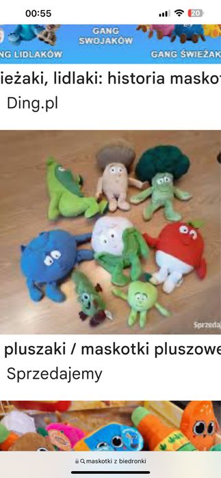 Maskotki Gang Nowe 10szt warzywa owoce jablko