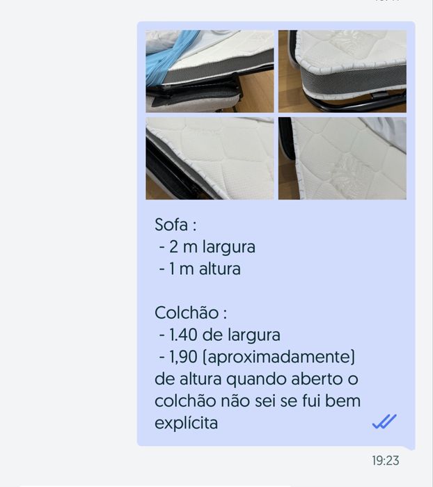 Sofa cama cinza em tecido