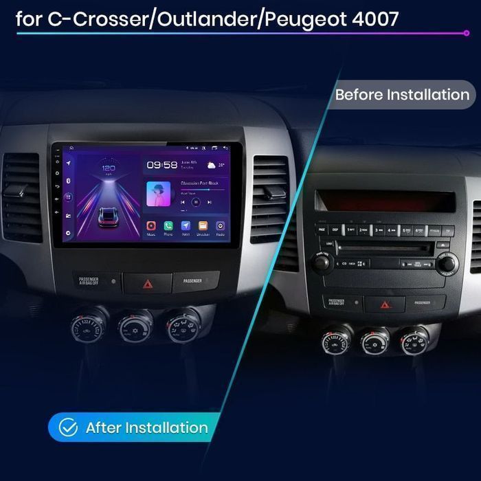 Mitsubishi Outlander XL C-Crosser – Radio Android 15 9" CarPlay Android Auto 2GB/32GB GPS Nawigacja Stacja Multimedialna WiFi Bluetooth PL