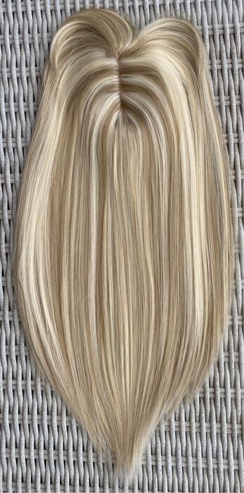 Premium Ultra włosy doczepiane, topper, tupet, blond, pasemka 343.