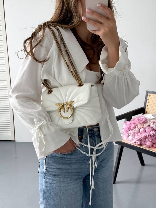Сумка Pinko Love Bag / сумочка пінко лав беґ чорна біла
