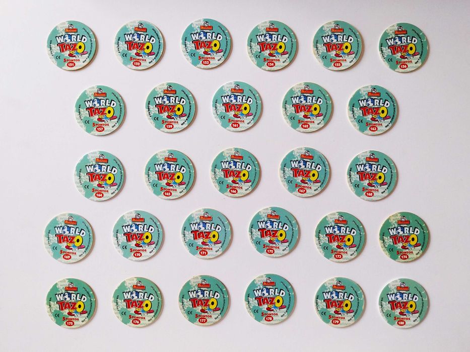 28 tazos WORLD TAZO verde | Matutano lote ou venda a vulso