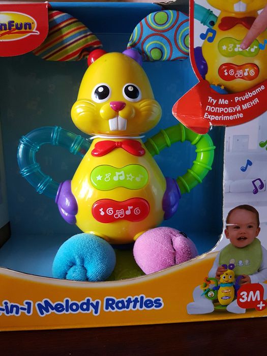 зайчик музикальний розвиваюча іграшка подарунок від 3 міс.