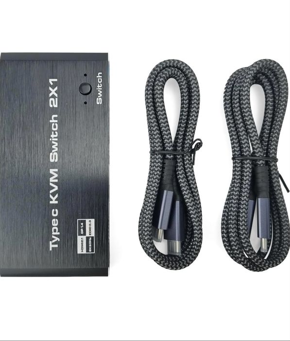 KVM-перемикач 2 в 1 з виходом USB-C 8K при 60 Гц 4K при 120 Гц, для Windows 11/10/8/7/Vista/XP, Mac OS X 10.9