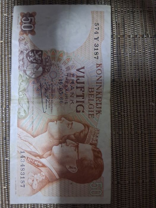 Nota Antiga 50 Francos Belgas - Coleção / Numismática