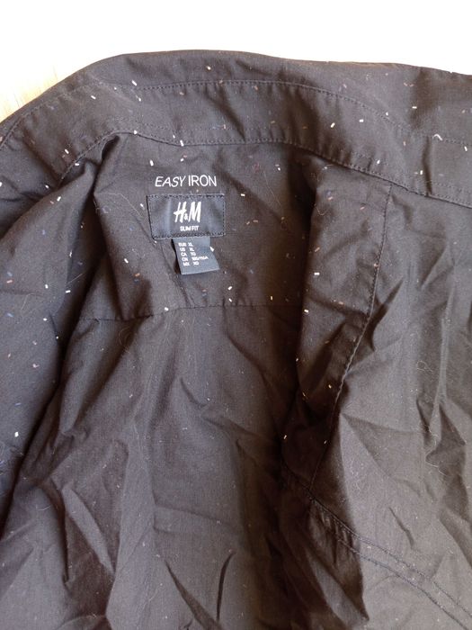Męska czarna koszula H&M Slim Fit XL Easy Iron we wzory wzorzysta